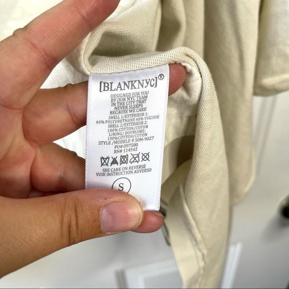 Blank NYC Drape Front Vegan Leather Moto Jacket Taupe Size Small - Picture 7 of 10